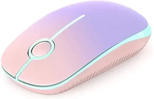 VssoPlor Wireless Mouse, 2.4G Slim Portable Computer Mice with Nano Receiver Quiet Silent Optical Laptop Mouse for Notebook, PC, Laptop, Computer-Pink to Purple 
