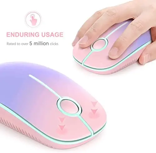 VssoPlor Wireless Mouse, 2.4G Slim Portable Computer Mice with Nano Receiver Quiet Silent Optical Laptop Mouse for Notebook, PC, Laptop, Computer-Pink to Purple - 4