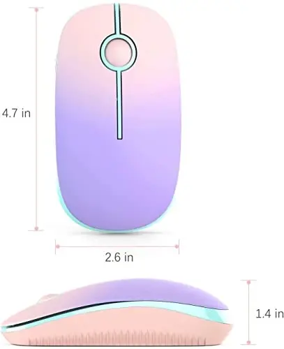 VssoPlor Wireless Mouse, 2.4G Slim Portable Computer Mice with Nano Receiver Quiet Silent Optical Laptop Mouse for Notebook, PC, Laptop, Computer-Pink to Purple - 5