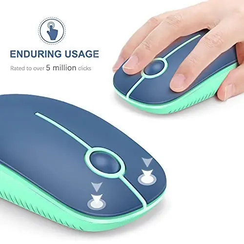 VssoPlor Wireless Mouse, 2.4G Slim Portable Computer Laptop Mouse with Nano Receiver Quiet Silent Optical Mice for Notebook, PC, Laptop, Computer-Blue and Green - 3