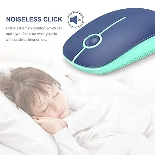 VssoPlor Wireless Mouse, 2.4G Slim Portable Computer Laptop Mouse with Nano Receiver Quiet Silent Optical Mice for Notebook, PC, Laptop, Computer-Blue and Green - 2