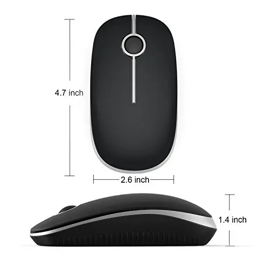 VssoPlor Wireless Mouse, 2.4G Slim Portable Computer Laptop Mouse with Nano Receiver Quiet Silent Optical Mice for Notebook, PC, Laptop, Computer-Black and Silver - 5