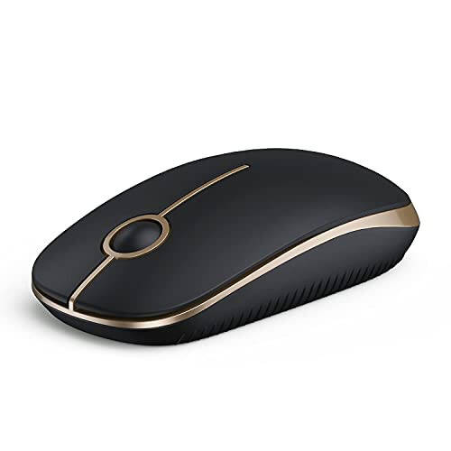 Vssoplor Wireless Mouse, 2.4G Slim Portable Computer Mouse with Nano Receiver Quiet Silent Optical Laptop Mouse for Notebook, PC, Laptop, Computer-Black and Gold - 1