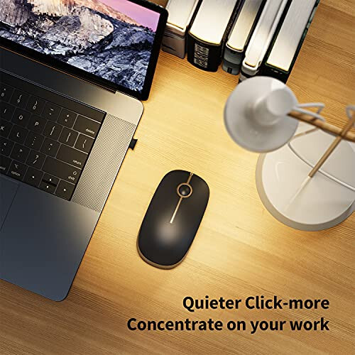 Vssoplor Wireless Mouse, 2.4G Slim Portable Computer Mouse with Nano Receiver Quiet Silent Optical Laptop Mouse for Notebook, PC, Laptop, Computer-Black and Gold - 4