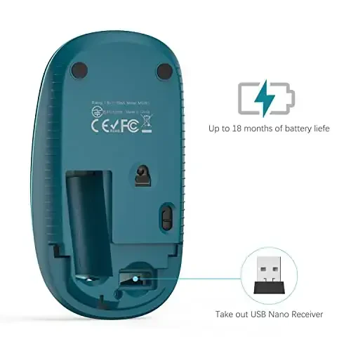 VssoPlor simsiz sichqonchasi, 2,4G Nano qabul qilgichli ingichka portativ kompyuter noutbuk sichqonchasi, noutbuk, shaxsiy kompyuter, noutbuk, kompyuter uchun sokin optik sichqonchalar - Gradient Blue - 5