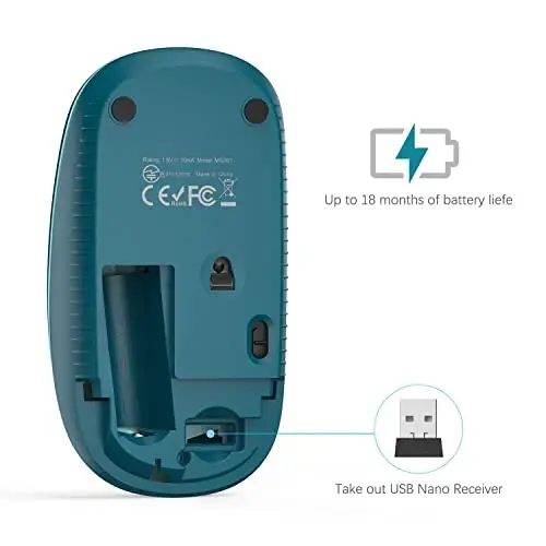 VssoPlor simsiz sichqonchasi, 2,4G Nano qabul qilgichli ingichka portativ kompyuter noutbuk sichqonchasi, noutbuk, shaxsiy kompyuter, noutbuk, kompyuter uchun sokin optik sichqonchalar - Gradient Blue - 5