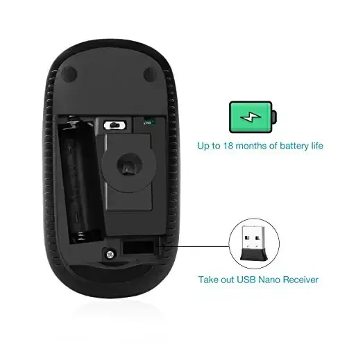 VssoPlor simsiz sichqonchasi, 2,4G Nano Receiver Quiet Silent optik sichqonchasi bo'lgan ingichka portativ kompyuter noutbuk sichqonchasi, noutbuk, shaxsiy kompyuter, noutbuk, kompyuter-qora va qizil - 6