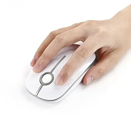 VssoPlor simsiz sichqonchasi, 2,4G Slim Portativ Kompyuter noutbuk sichqonchasi Nano qabul qilgichli Tinch optik sichqonchalar noutbuk, shaxsiy kompyuter, noutbuk, kompyuter uchun - Oq va kumush - 5