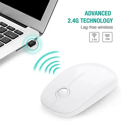 VssoPlor simsiz sichqonchasi, 2,4G Slim Portativ Kompyuter Noutbuk Sichqonchasi Nano Qabul qiluvchi Tinch Optik Sichqonchalar Noutbuk, Kompyuter uchun-Toza Oq - 4