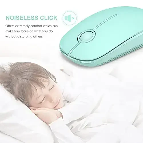 VssoPlor simsiz sichqonchasi, noutbuk, kompyuter, noutbuk uchun Nano qabul qilgichli 2,4G ingichka portativ kompyuter sichqonchasi (yalpiz yashil) - 2