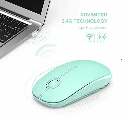 VssoPlor simsiz sichqonchasi, noutbuk, kompyuter, noutbuk uchun Nano qabul qilgichli 2,4G ingichka portativ kompyuter sichqonchasi (yalpiz yashil) - 4