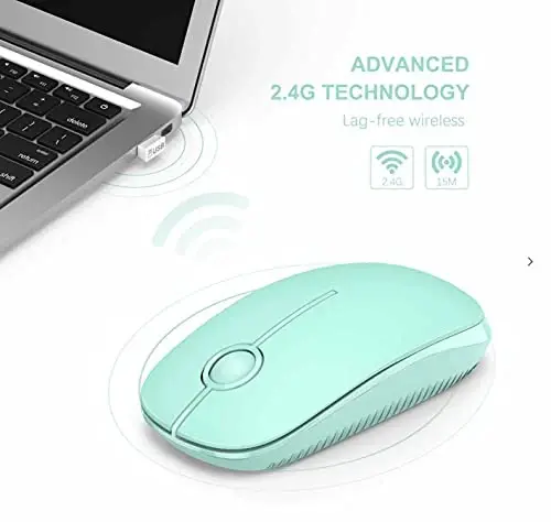 VssoPlor simsiz sichqonchasi, noutbuk, kompyuter, noutbuk uchun Nano qabul qilgichli 2,4G ingichka portativ kompyuter sichqonchasi (yalpiz yashil) - 4