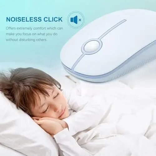 VssoPlor Wireless Mouse, 2.4G Slim Computer Laptop Mouse, Light Blue | Portable Mouse, Plug & Play USB Nano Receiver, Quiet Silent Optical Mice for Notebook, PC, Laptop, Computer, Windows, Mac - VssoPlor (1)