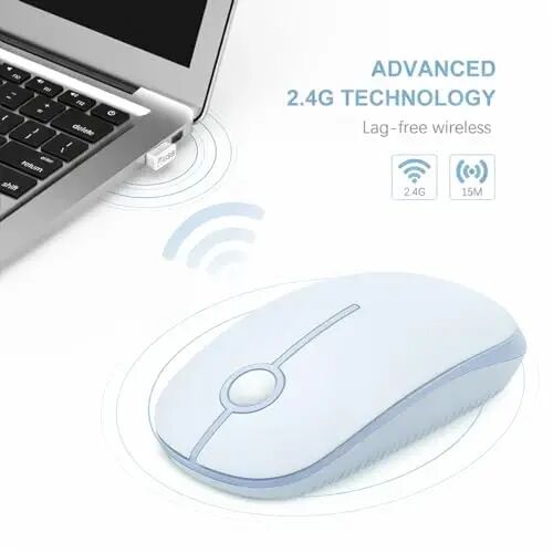 VssoPlor Wireless Mouse, 2.4G Slim Computer Laptop Mouse, Light Blue | Portable Mouse, Plug & Play USB Nano Receiver, Quiet Silent Optical Mice for Notebook, PC, Laptop, Computer, Windows, Mac - 4