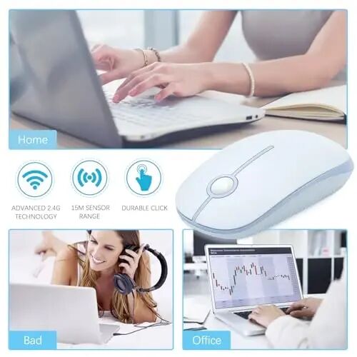 VssoPlor Wireless Mouse, 2.4G Slim Computer Laptop Mouse, Light Blue | Portable Mouse, Plug & Play USB Nano Receiver, Quiet Silent Optical Mice for Notebook, PC, Laptop, Computer, Windows, Mac - 5