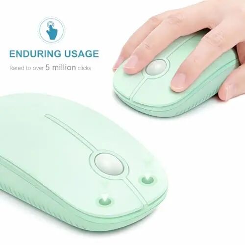 VssoPlor Wireless Mouse, 2.4G Slim Computer Laptop Mouse, Light Green | Portable Mouse, Plug & Play USB Nano Receiver, Quiet Silent Optical Mice for Notebook, PC, Laptop, Computer, Windows, Mac - 3