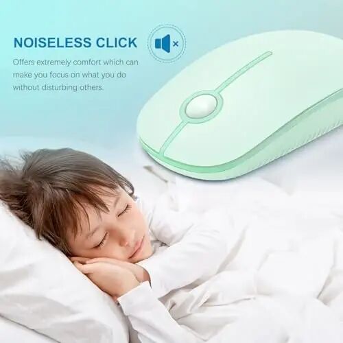 VssoPlor Wireless Mouse, 2.4G Slim Computer Laptop Mouse, Light Green | Portable Mouse, Plug & Play USB Nano Receiver, Quiet Silent Optical Mice for Notebook, PC, Laptop, Computer, Windows, Mac - VssoPlor (1)