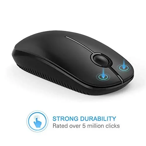 VssoPlor Wireless Mouse, 2.4G Slim Portable Computer Laptop Mouse with Nano Receiver Quiet Silent Optical Mice for Notebook, PC, Laptop, Computer-Black - 2