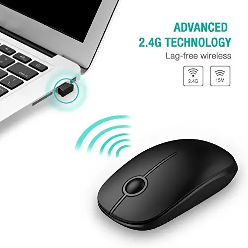 VssoPlor Wireless Mouse, 2.4G Slim Portable Computer Laptop Mouse with Nano Receiver Quiet Silent Optical Mice for Notebook, PC, Laptop, Computer-Black - 3