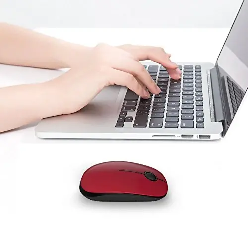 VssoPlor Wireless Mouse, 2.4G Slim Portable Computer Laptop Mouse with Nano Receiver Quiet Silent Optical Mice for Notebook, PC, Laptop, Computer-Black and Red - 4