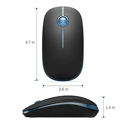 Vssoplor Wireless Mouse, 2.4G Slim Portable Computer Laptop Mouse with Nano Receiver Quiet Silent Optical Mice for Notebook, PC, Laptop, Computer-Black and Sapphire Blue - 7