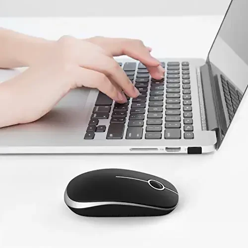 VssoPlor Wireless Mouse, 2.4G Slim Portable Computer Laptop Mouse with Nano Receiver Quiet Silent Optical Mice for Notebook, PC, Laptop, Computer-Black and Silver - 4