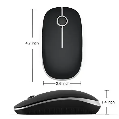 VssoPlor Wireless Mouse, 2.4G Slim Portable Computer Laptop Mouse with Nano Receiver Quiet Silent Optical Mice for Notebook, PC, Laptop, Computer-Black and Silver - 5