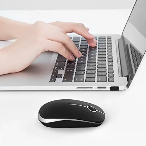 VssoPlor Wireless Mouse, 2.4G Slim Portable Computer Laptop Mouse with Nano Receiver Quiet Silent Optical Mice for Notebook, PC, Laptop, Computer-Black and Silver - 4