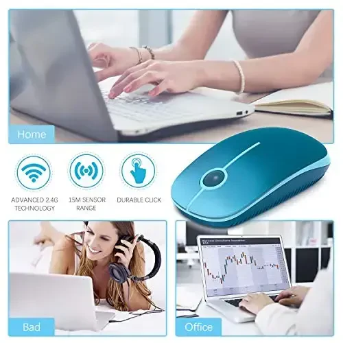 VssoPlor Wireless Mouse, 2.4G Slim Portable Computer Laptop Mouse with Nano Receiver Quiet Silent Optical Mice for Notebook, PC, Laptop, Computer-Gradient Blue - 6