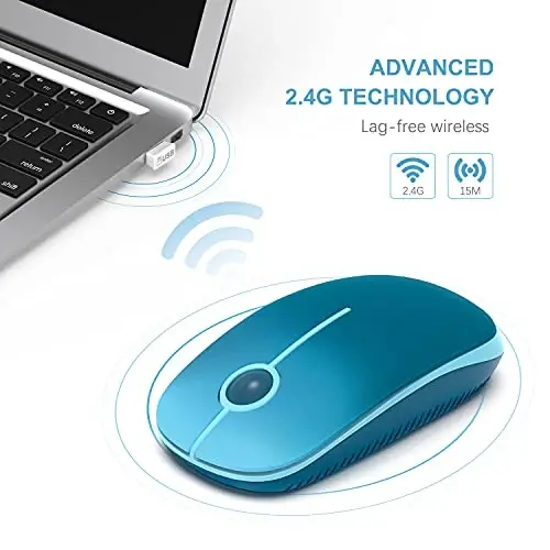 VssoPlor Wireless Mouse, 2.4G Slim Portable Computer Laptop Mouse with Nano Receiver Quiet Silent Optical Mice for Notebook, PC, Laptop, Computer-Gradient Blue - 4