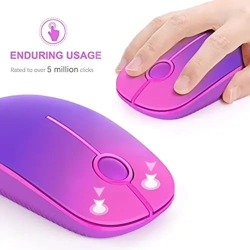 VssoPlor Wireless Mouse, 2.4G Slim Portable Computer Laptop Mouse with Nano Receiver Quiet Silent Optical Mice for Notebook, PC, Laptop, Computer-Gradient Purple - 3