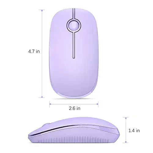 VssoPlor Wireless Mouse, 2.4G Slim Portable Computer Laptop Mouse with Nano Receiver Quiet Silent Optical Mice for Notebook, PC, Laptop, Computer-Light Purple - 6