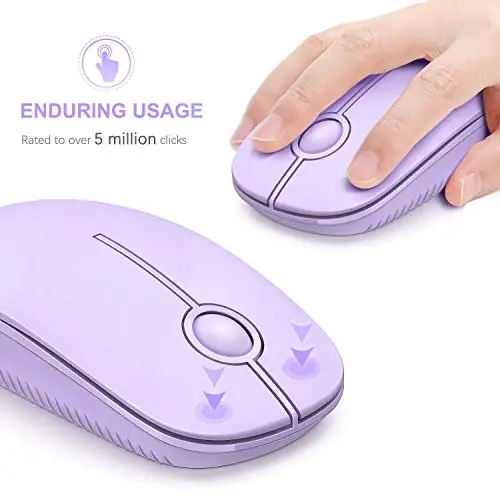 VssoPlor Wireless Mouse, 2.4G Slim Portable Computer Laptop Mouse with Nano Receiver Quiet Silent Optical Mice for Notebook, PC, Laptop, Computer-Light Purple - 3
