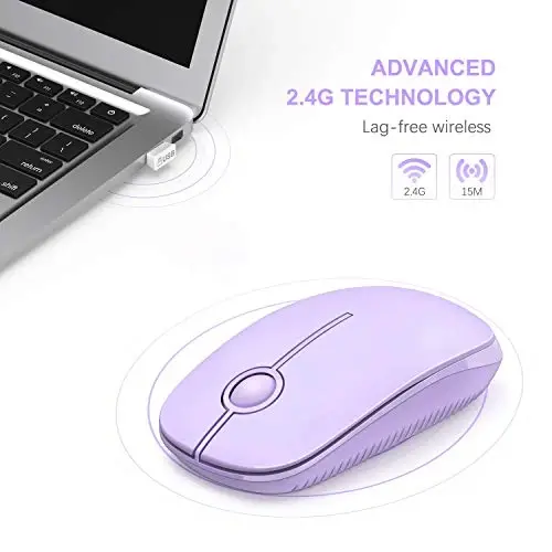 VssoPlor Wireless Mouse, 2.4G Slim Portable Computer Laptop Mouse with Nano Receiver Quiet Silent Optical Mice for Notebook, PC, Laptop, Computer-Light Purple - 4