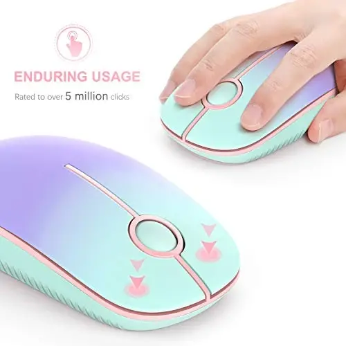 VssoPlor Wireless Mouse, 2.4G Slim Portable Computer Laptop Mouse with Nano Receiver Quiet Silent Optical Mice for Notebook, PC, Laptop, Computer-Mint Green to Purple - 3
