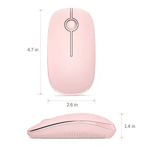 VssoPlor Wireless Mouse, 2.4G Slim Portable Computer Laptop Mouse with Nano Receiver Quiet Silent Optical Mice for Notebook, PC, Laptop, Computer-Pure Pink - 6