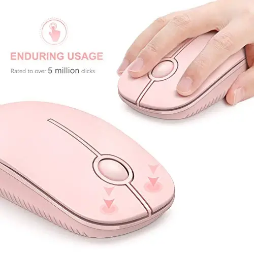 VssoPlor Wireless Mouse, 2.4G Slim Portable Computer Laptop Mouse with Nano Receiver Quiet Silent Optical Mice for Notebook, PC, Laptop, Computer-Pure Pink - 3
