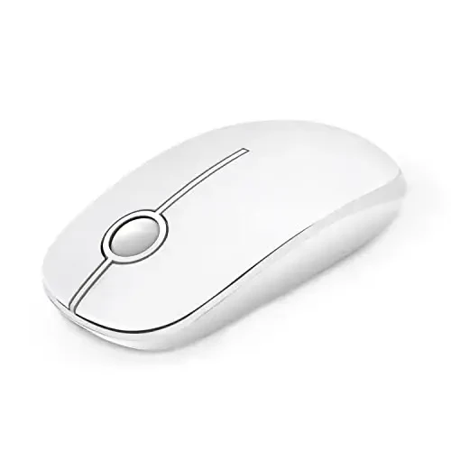 VssoPlor Wireless Mouse, 2.4G Slim Portable Computer Laptop Mouse with Nano Receiver Quiet Silent Optical Mice for Notebook, PC, Laptop, Computer-Pure White - 1