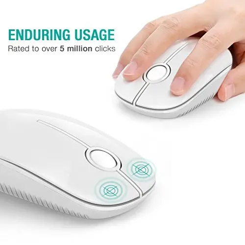 VssoPlor Wireless Mouse, 2.4G Slim Portable Computer Laptop Mouse with Nano Receiver Quiet Silent Optical Mice for Notebook, PC, Laptop, Computer-Pure White - 3