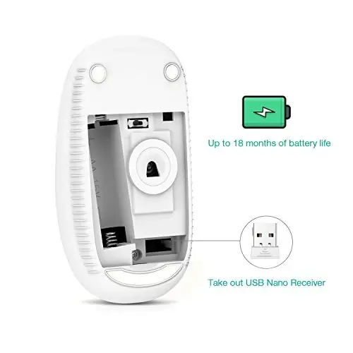 VssoPlor Wireless Mouse, 2.4G Slim Portable Computer Laptop Mouse with Nano Receiver Quiet Silent Optical Mice for Notebook, PC, Laptop, Computer-Pure White - 5