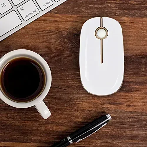 VssoPlor Wireless Mouse, 2.4G Slim Portable Computer Laptop Mouse with Nano Receiver Quiet Silent Optical Mice for Notebook, PC, Laptop, Computer-White and Gold - 7