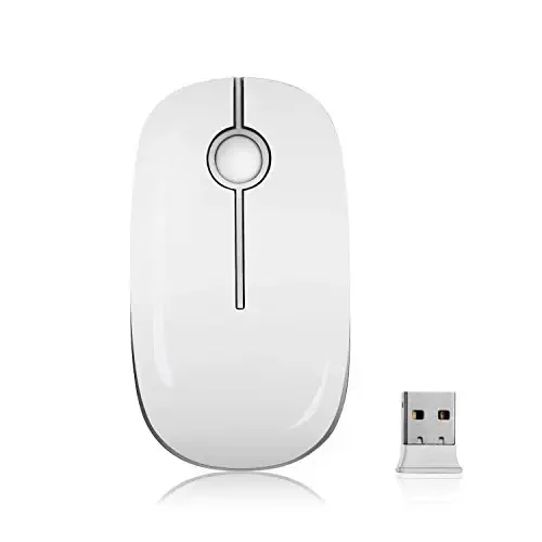 VssoPlor Wireless Mouse, 2.4G Slim Portable Computer Laptop Mouse with Nano Receiver Quiet Silent Optical Mice for Notebook, PC, Laptop, Computer-White and Silver - 4