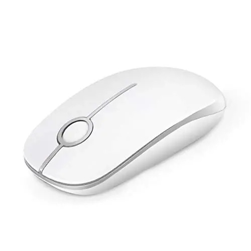 VssoPlor Wireless Mouse, 2.4G Slim Portable Computer Laptop Mouse with Nano Receiver Quiet Silent Optical Mice for Notebook, PC, Laptop, Computer-White and Silver 