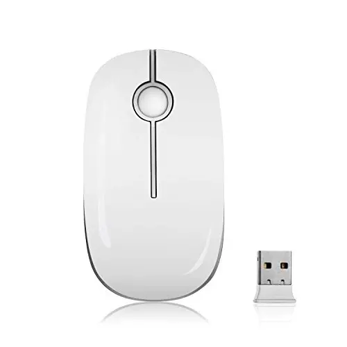 VssoPlor Wireless Mouse, 2.4G Slim Portable Computer Laptop Mouse with Nano Receiver Quiet Silent Optical Mice for Notebook, PC, Laptop, Computer-White and Silver - 4