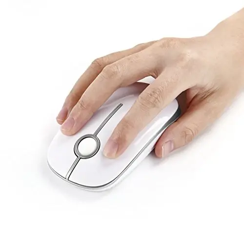 VssoPlor Wireless Mouse, 2.4G Slim Portable Computer Laptop Mouse with Nano Receiver Quiet Silent Optical Mice for Notebook, PC, Laptop, Computer-White and Silver - 5