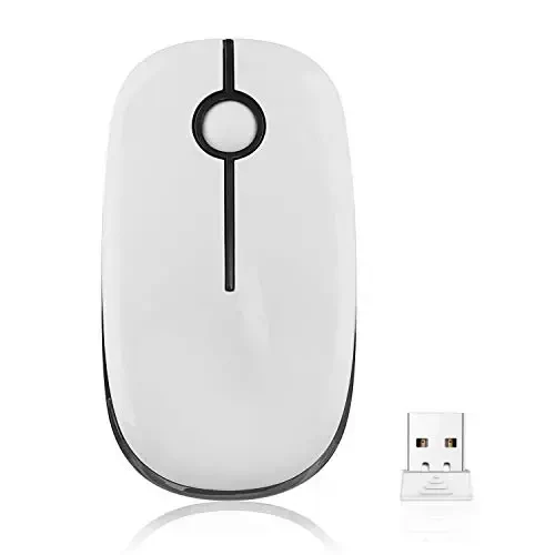 VssoPlor Wireless Mouse, 2.4G Slim Portable Computer Mice with Nano Receiver for Notebook, PC, Laptop, Computer-Black and White - 7