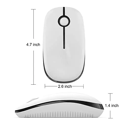 VssoPlor Wireless Mouse, 2.4G Slim Portable Computer Mice with Nano Receiver for Notebook, PC, Laptop, Computer-Black and White - 6