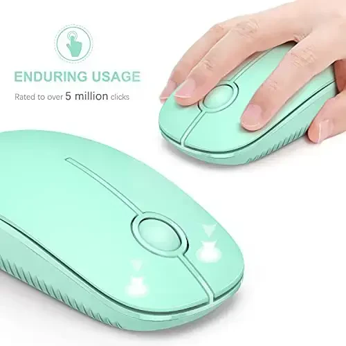 VssoPlor Wireless Mouse, 2.4G Slim Portable Computer Mice with Nano Receiver for Notebook, PC, Laptop, Computer (Mint Green) - 3