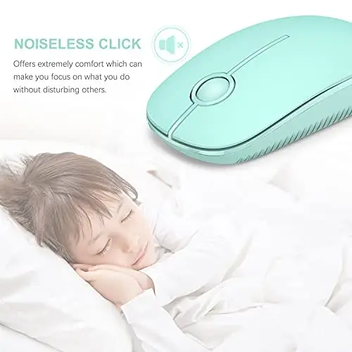 VssoPlor Wireless Mouse, 2.4G Slim Portable Computer Mice with Nano Receiver for Notebook, PC, Laptop, Computer (Mint Green) - 2