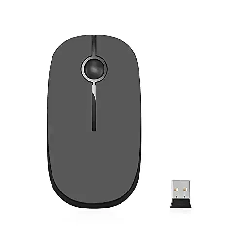 VssoPlor Wireless Mouse, 2.4G Slim Portable Computer Mice with Nano Receiver Quiet Silent Optical Laptop Mouse for Notebook, PC, Laptop, Computer-Black and Gray - 3